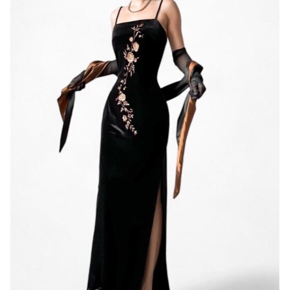 Vtg Arianna by Rachael Kaye Y2K 2000s coquette fairy fitted Embroidered Dress - Picture 3 of 13